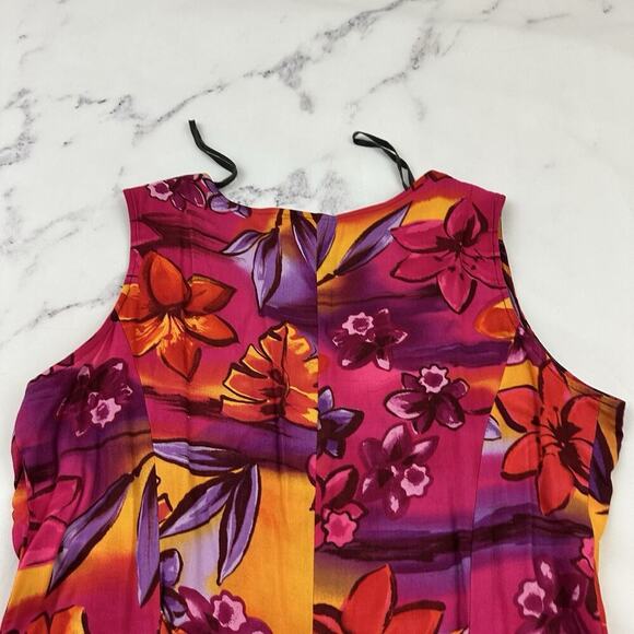 Expressions Womens Vintage 90s Romper Shorts Size M Purple Orange Floral Bright - Picture 7 of 9